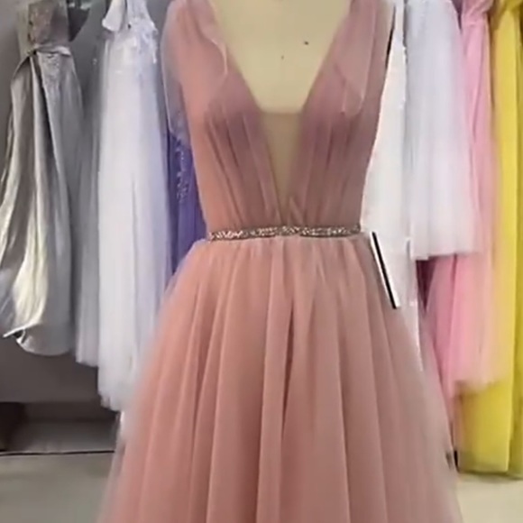 Open Back Tulle Long Evening Dresses Train - Picture 5 of 6